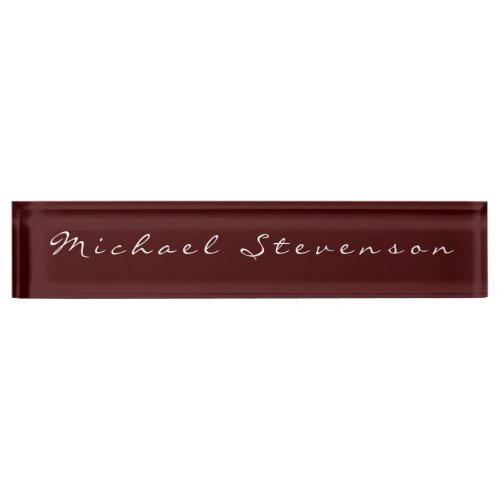 Red Elegant Modern Script Desk Nameplate