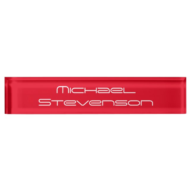 Red Elegant Modern Stylish Business Desk Nameplate (Front)