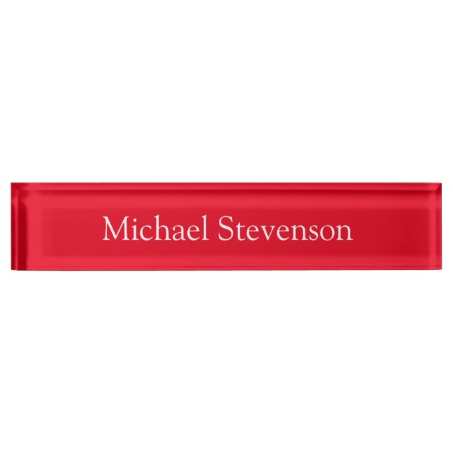 Red Elegant Modern Stylish Business Nameplate (Front)