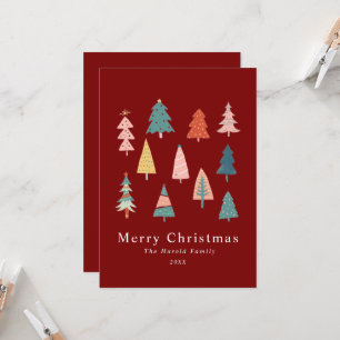 Red Elegant Non Photo Christmas Trees Card
