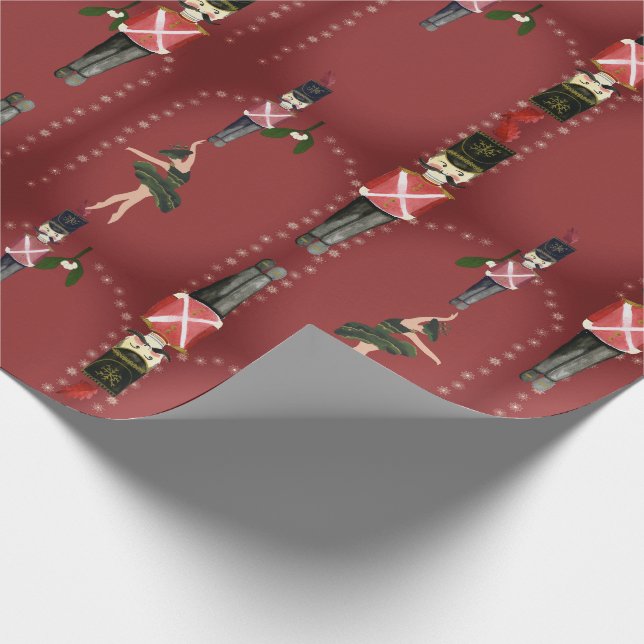  Red Elegant Nutcracker Soldiers Ballerinas  Wrapping Paper (Corner)