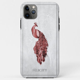 Red Elegant Peacock Case-Mate iPhone Case