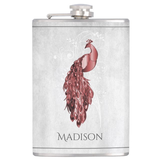 Red Elegant Peacock Flask (Front)