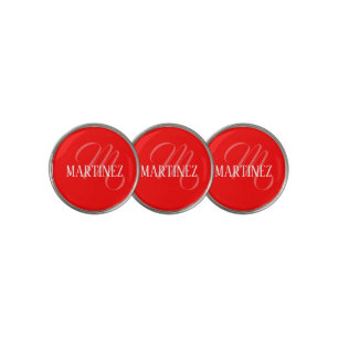Red Elegant Personalized Name Club Golf Ball Marker