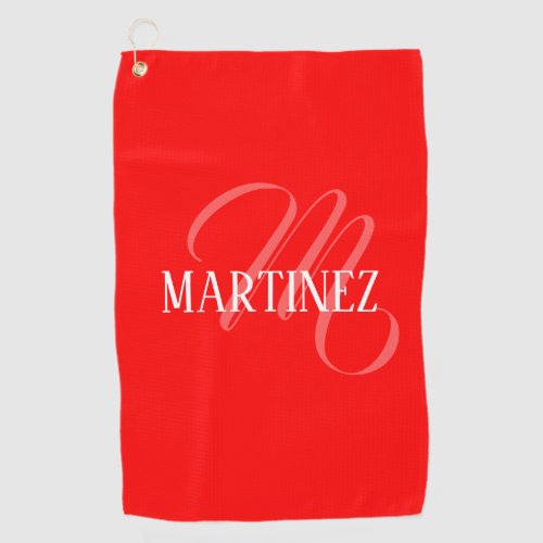 Red Elegant Personalized Name Club Golf Towel