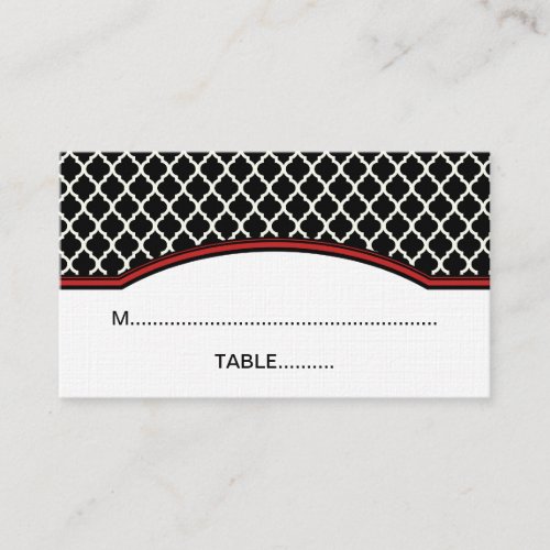 Red Elegant Quatrefoil Place Card