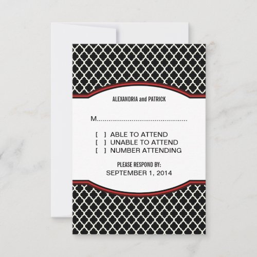 Red Elegant Quatrefoil Response Card