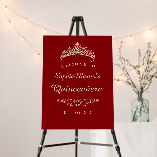 Red Elegant Quinceanera Welcome Sign