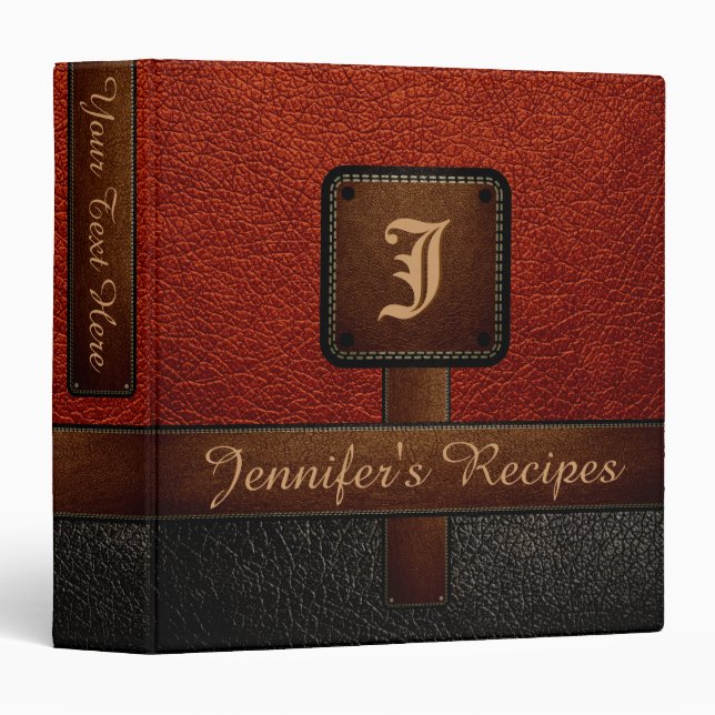 Red Elegant Recipe Leather Look Binder (Front/Spine)