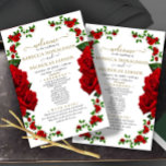Red Elegant Roses Wedding Program<br><div class="desc">itinerary weddings,  ceremony programs,  wedding programs,  wedding vow renewal program templates,  example of wedding program,  wedding program template</div>