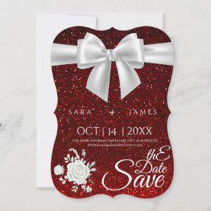 Red Elegant  Save The Date Card