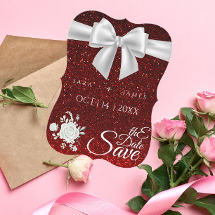 Red Elegant Save The Date Card