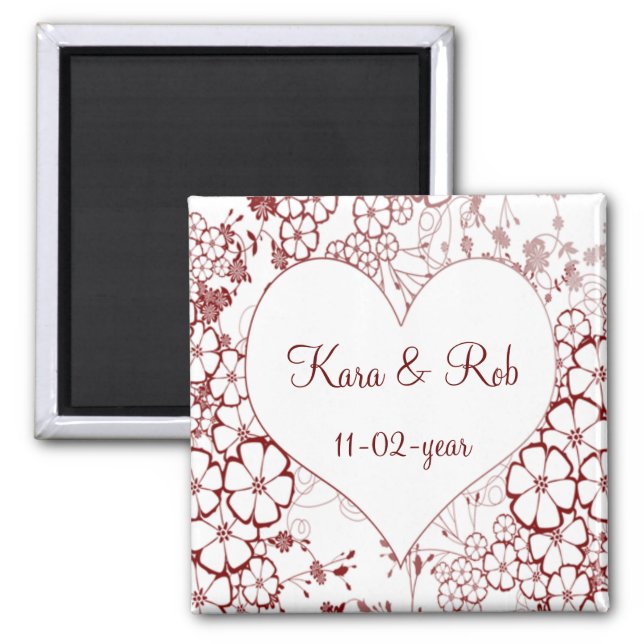 red elegant Save the date magnet (Front)