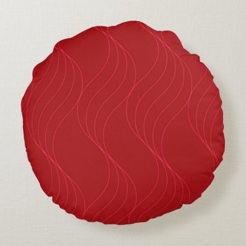 Red elegant simple modern cool wavy illustration round pillow