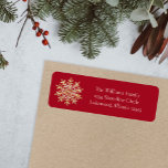 Red Elegant Snowflake Christmas Return Address Label<br><div class="desc">Red Elegant Gold Snowflake Christmas Return Address label features a beautiful watercolor snowflake.</div>
