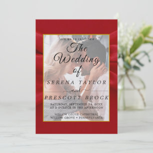 Red Elegant Vellum Wedding Invitation