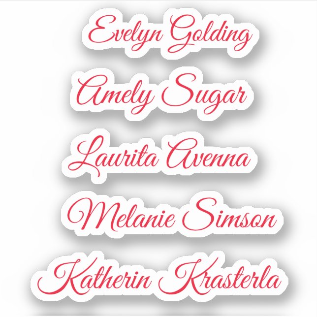 Red elegant whimsical script personalized name   sticker (Front)