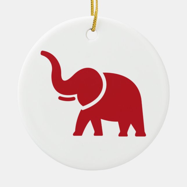 Red Elephant Christmas Tree Ceramic Ornament (Front)