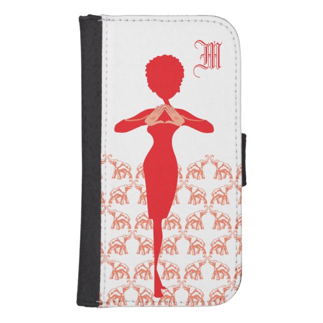 Red Elephant Diva Girly Samsung Galaxy Wallet Case (Front)