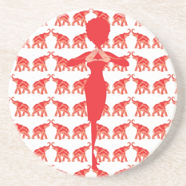 Red Elephant Drink Coaster (Front)