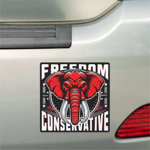 Red Elephant  Faith Family Freedom Conservative Car Magnet