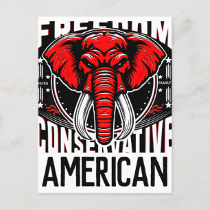 Red Elephant   Faith Family Freedom Conservative Postcard