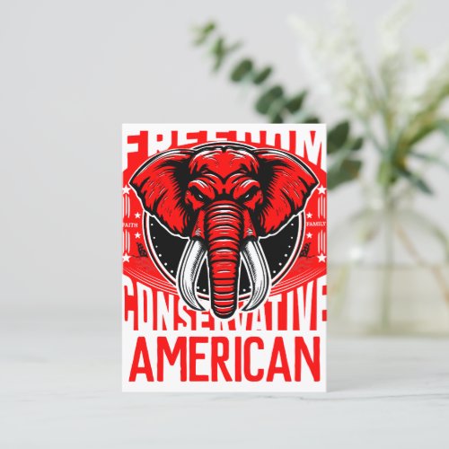 Red Elephant  Faith Family Freedom Conservative Postcard