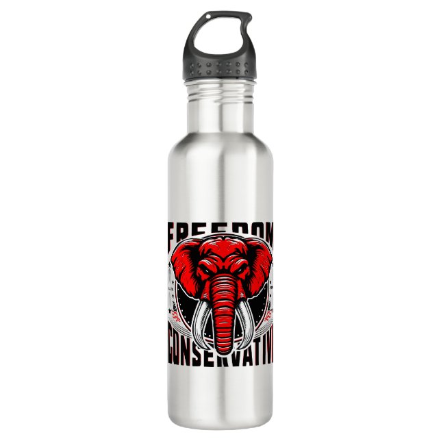 Red Elephant | Faith Family Freedom Conservative Stainless Steel Water Bottle (Front)