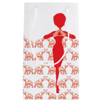 Red Elephant Girly Illustration Small Gift Bag by dawnfx at Zazzle