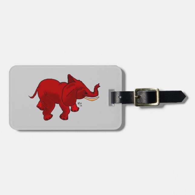 Red Elephant Luggage Tag (Front Horizontal)
