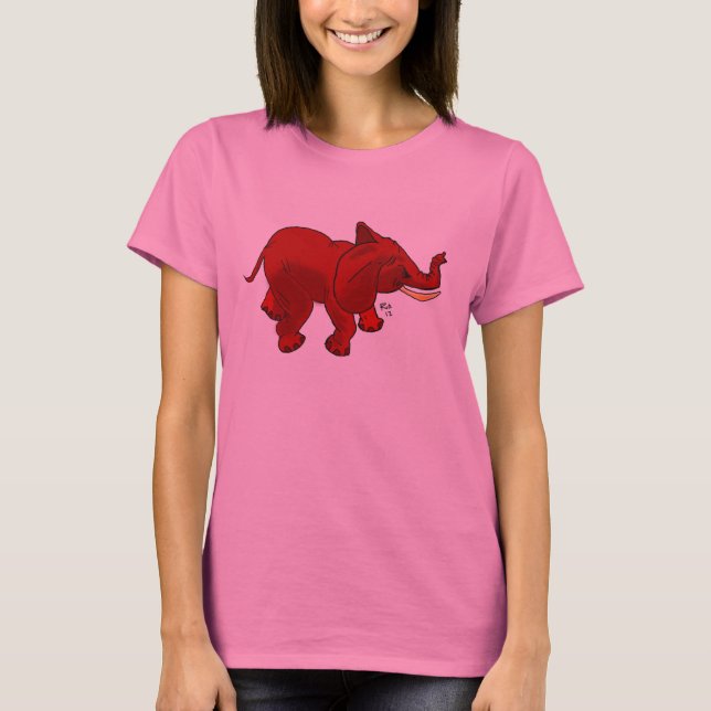 Red Elephant on Ladies Shirt (Front)