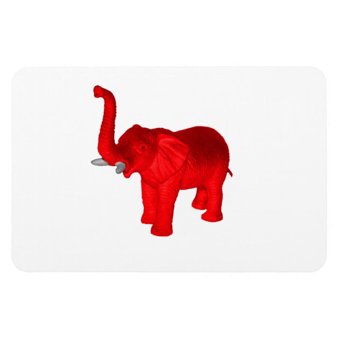 Red Elephant Rectangular Magnets