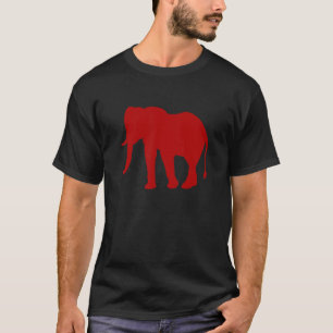 Red Elephant Silhouette Zoologist World Elephant D T-Shirt
