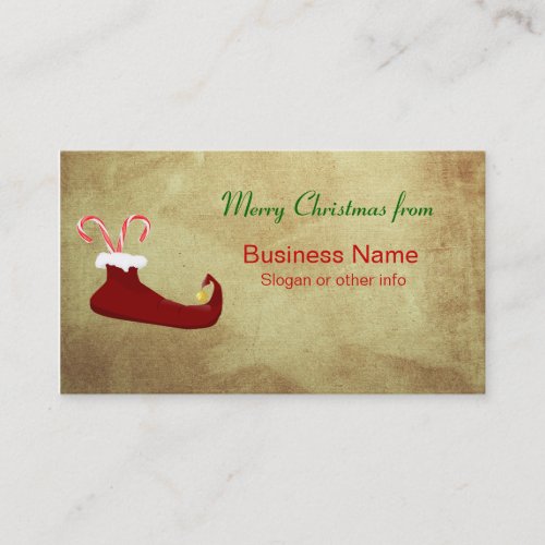 Red Elf Slipper with Candy Canes Business Card