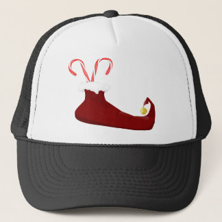 Red Elf Slipper with Candy Canes Trucker Hat