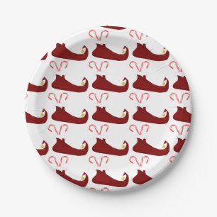 Red Elf Slippers with Candy Canes Paper Plates