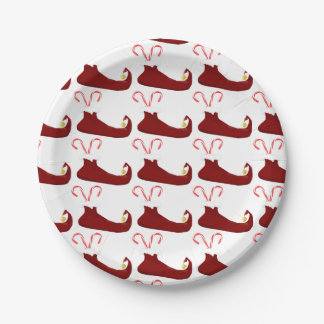 Red Elf Slippers with Candy Canes Paper Plates