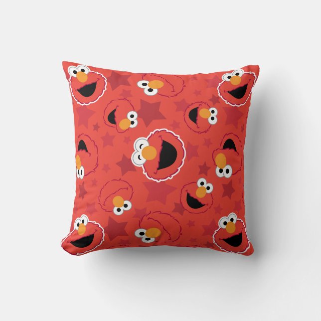 Red Elmo Faces Pattern Throw Pillow (Front)