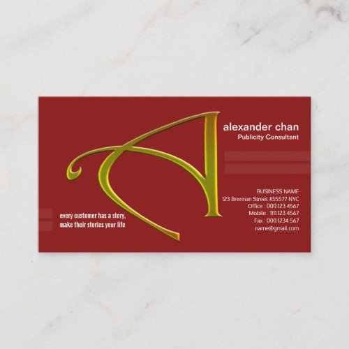 Red Emboss Gold Letter_A PR Business Card