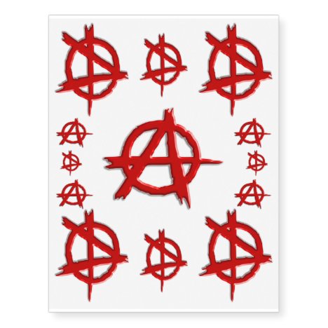 Red Emboss-look Anarchy Logo, Show you dont care! Temporary Tattoos