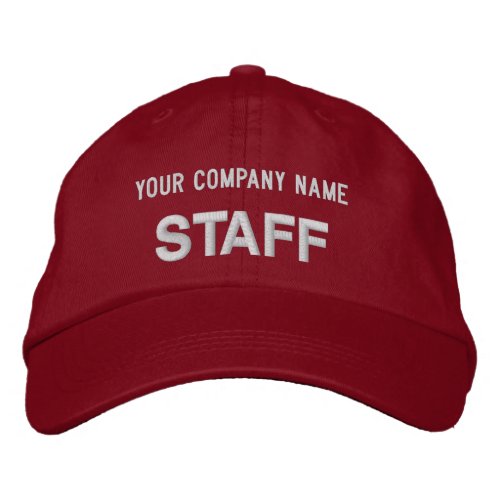 Red Embroidered Staff Baseball Cap Employee Hat