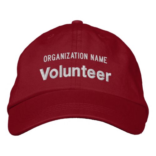 Red Embroidered Volunteer Hat Custom Baseball Cap
