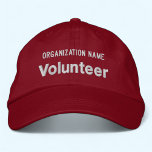 Red Embroidered Volunteer Hat Custom Baseball Cap<br><div class="desc">Easily personalize this Alternative Apparel red volunteer hat with your own custom text. You can also customize it with your logo or other image. This chino twill cap style is 100% cotton. The "Flexfit Wool Cap" style have options to add your embroidery on the sides and back. Adjustable unisex style...</div>