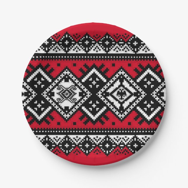 Red Embroidery Paper Plates (Front)