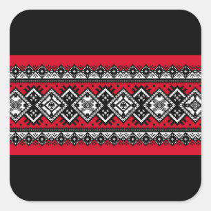 Red Embroidery Square Sticker