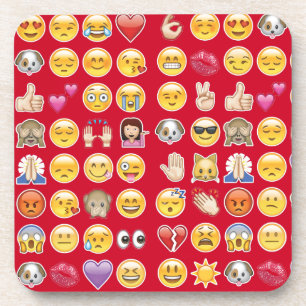red emoji beverage coaster