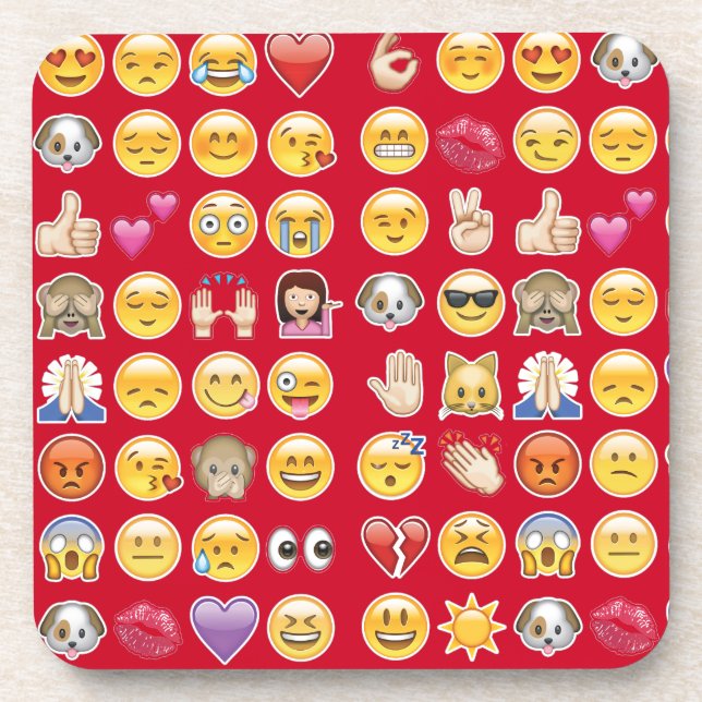 red emoji beverage coaster (Front)