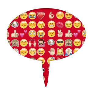 red emoji cake topper