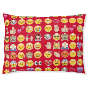 red emoji pet animal cat dog puppy bed