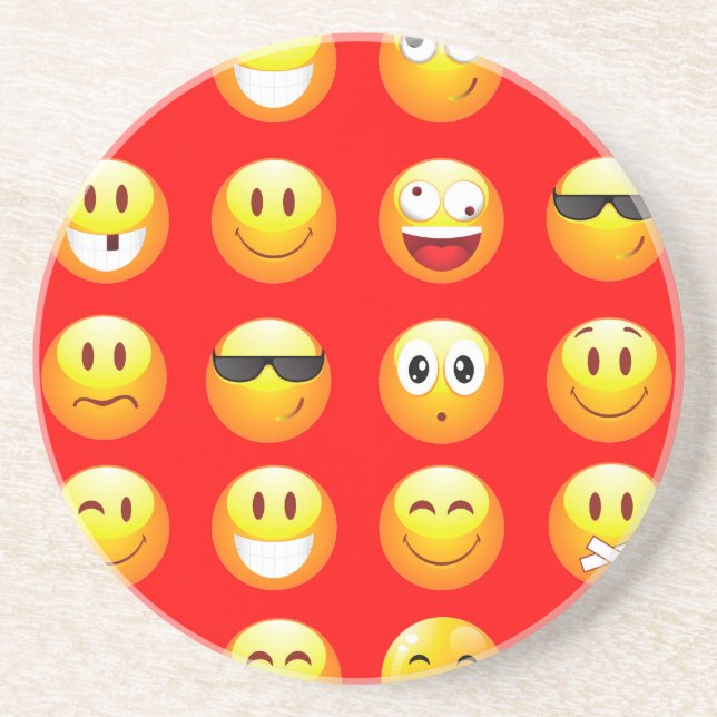 red emojis drink coaster (Front)